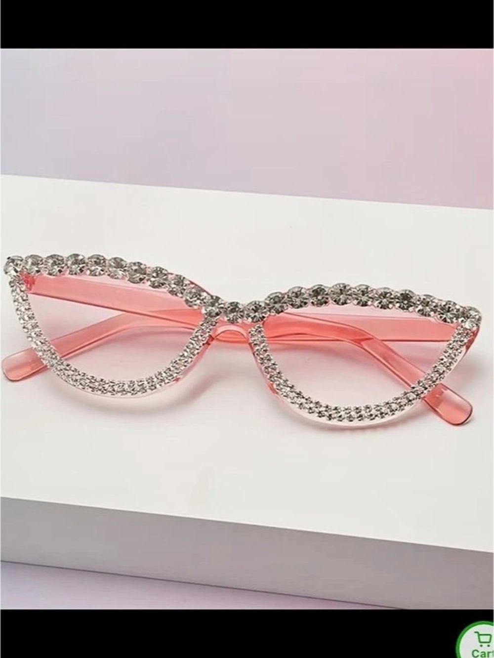 Pink & Silver Rhinestone Cat Eye Glasses